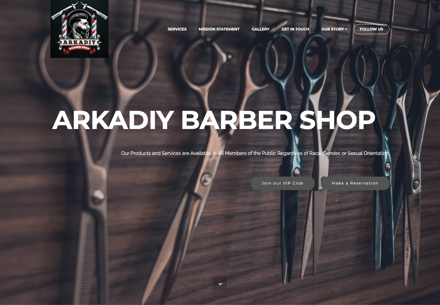 Screenshot of the Arkadiy Barber Shop website.