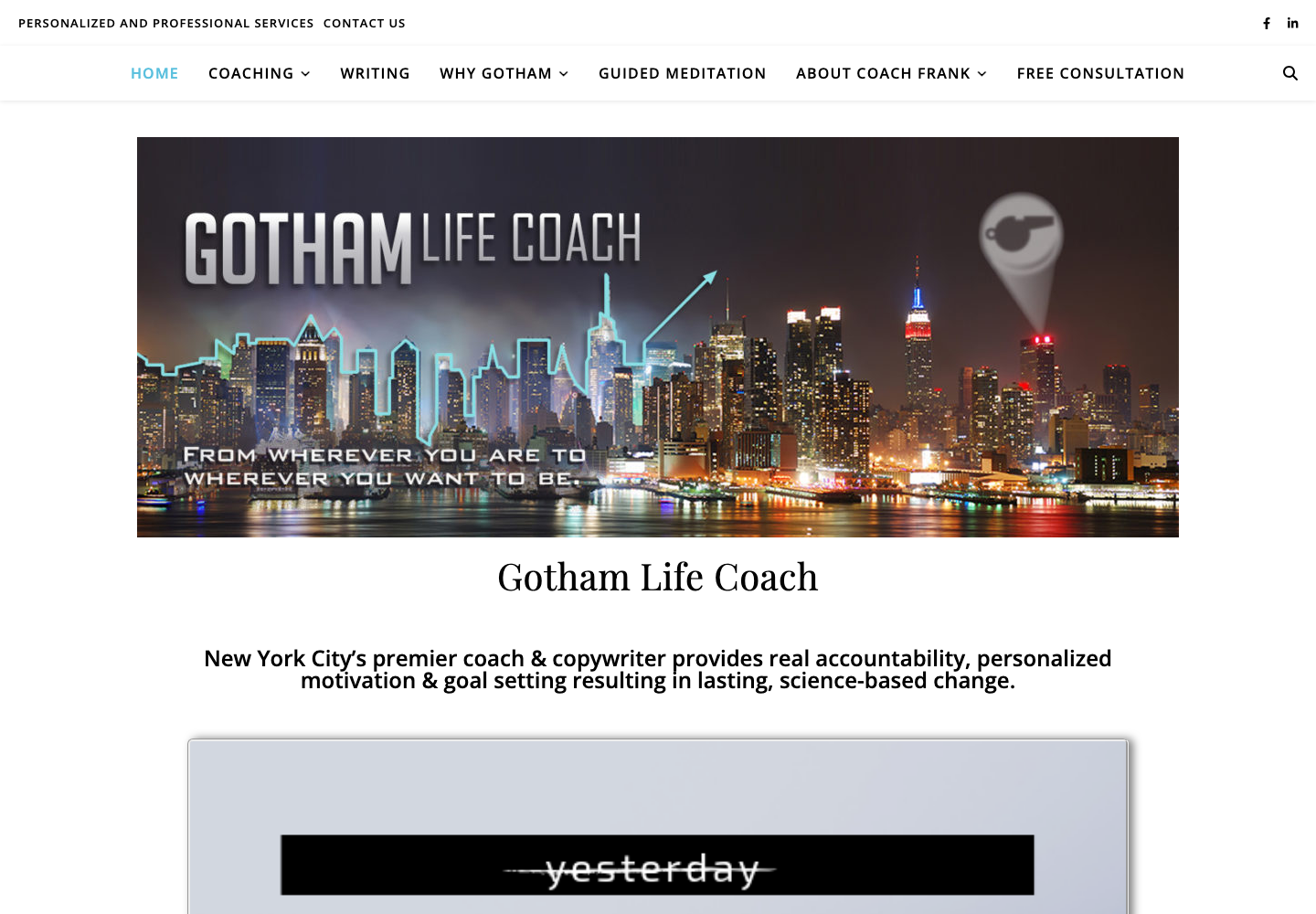 Screenshot of the Gotham Life Coach website.
