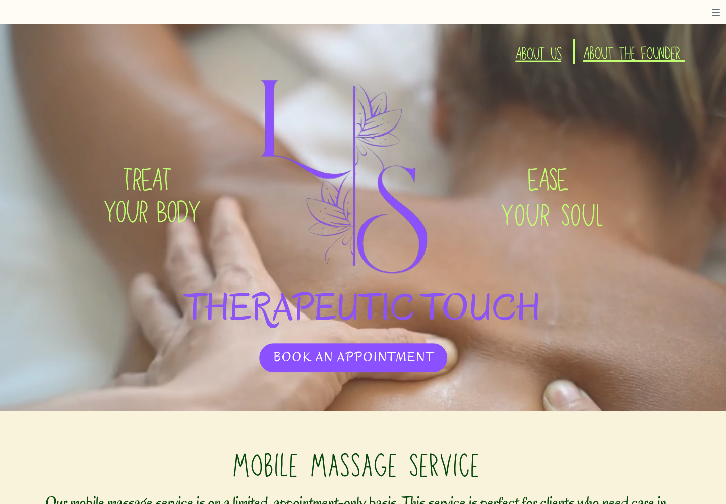 Screenshot of the LS Therapeutic Touch website.